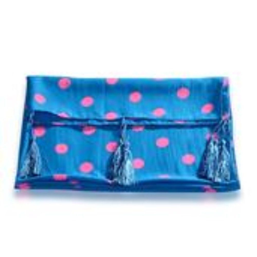 J Francis Jewel Blue Pink Polka Dot Scarf